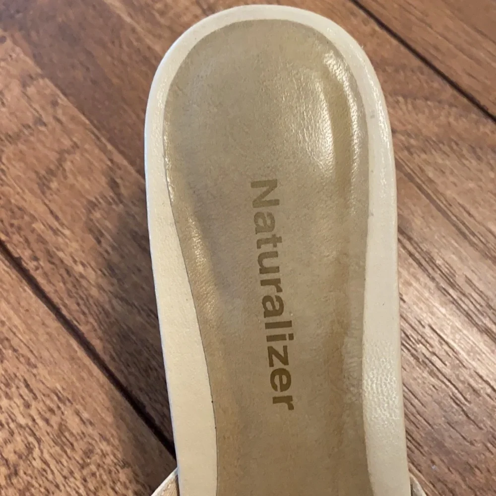 Cream Slide with Chunky Heels